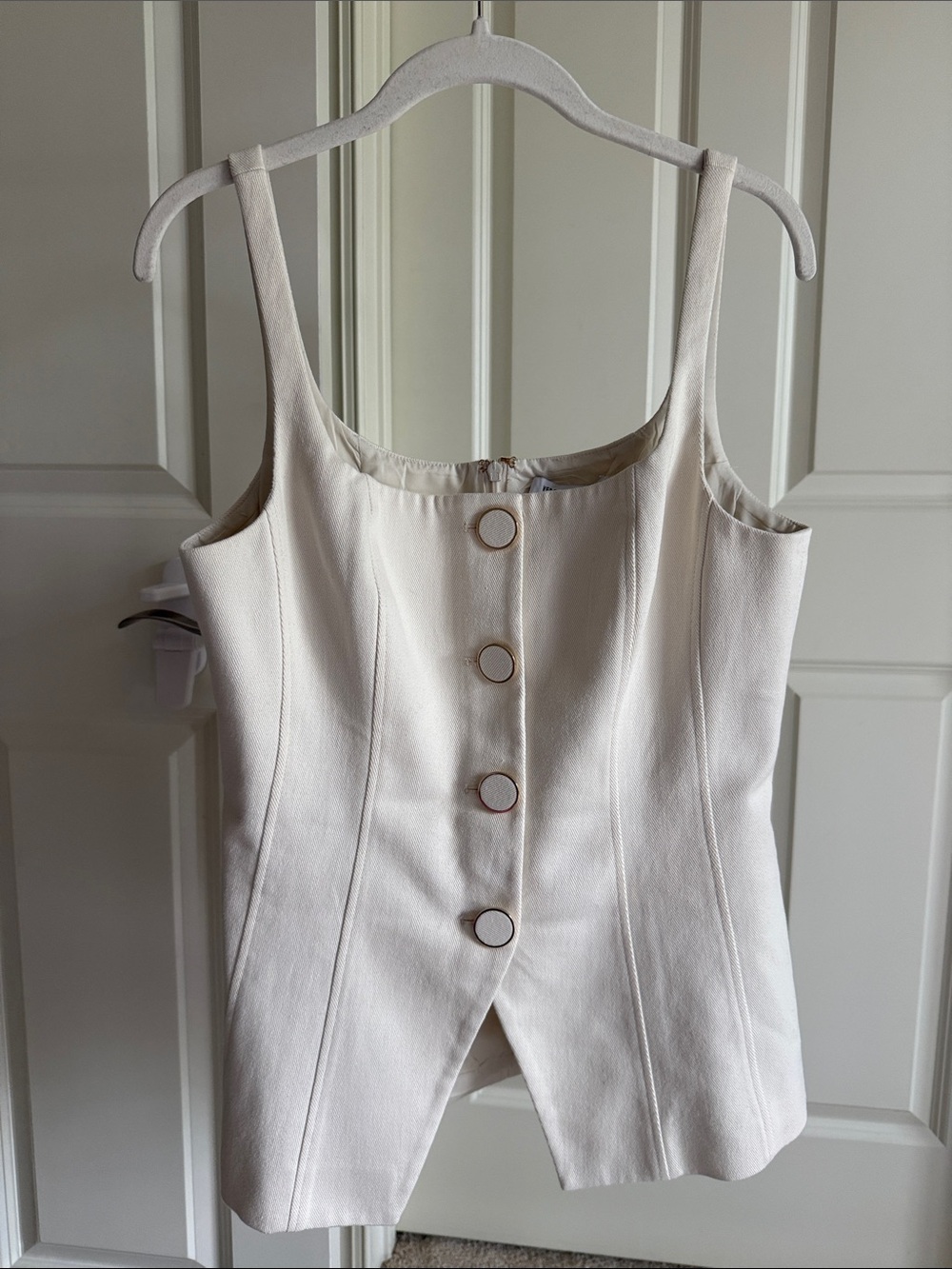 Veronica Beard Cream Button-Front Vest